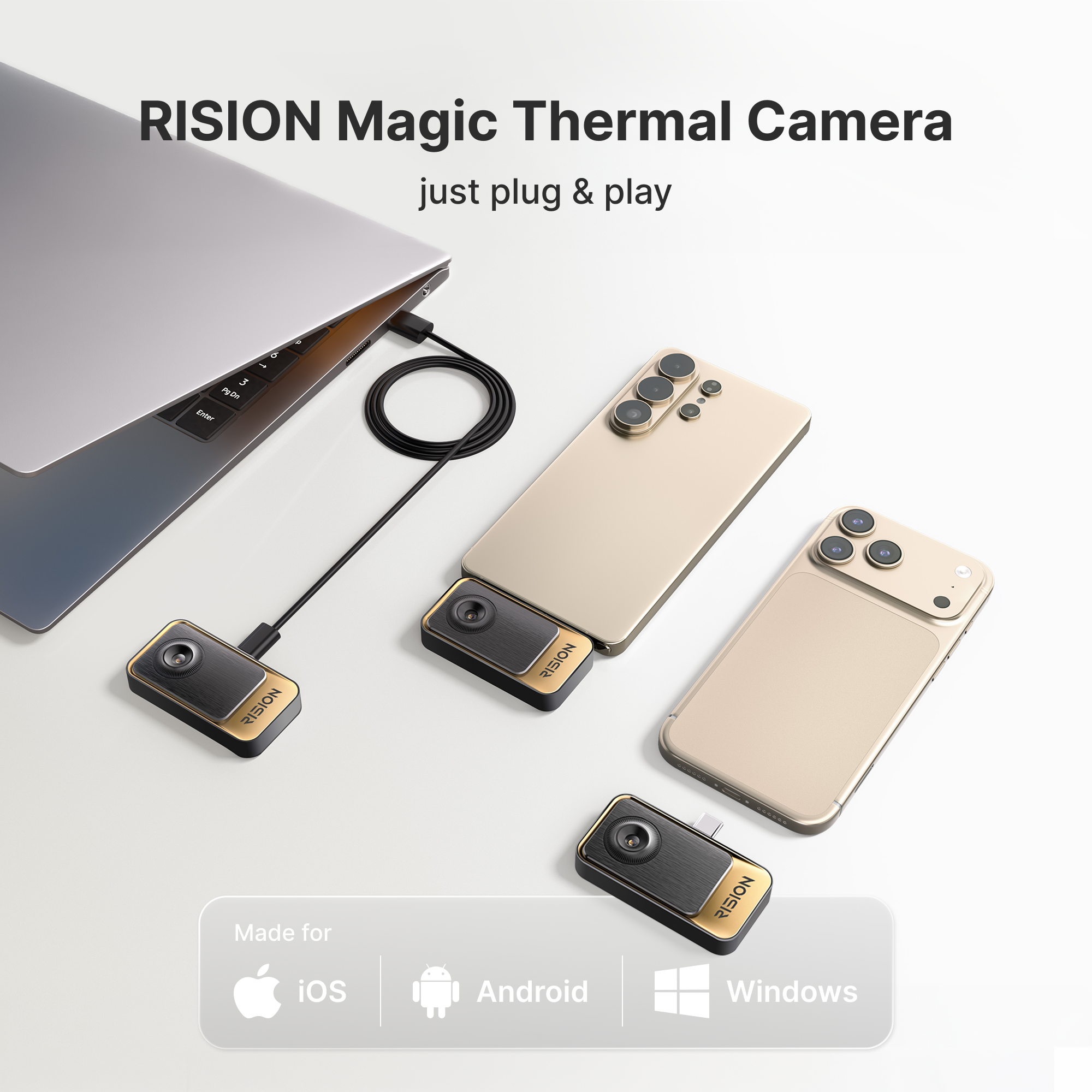 The RISION Magic thermal imager offers USB-C port that works with iOS, Android & Windows devices.